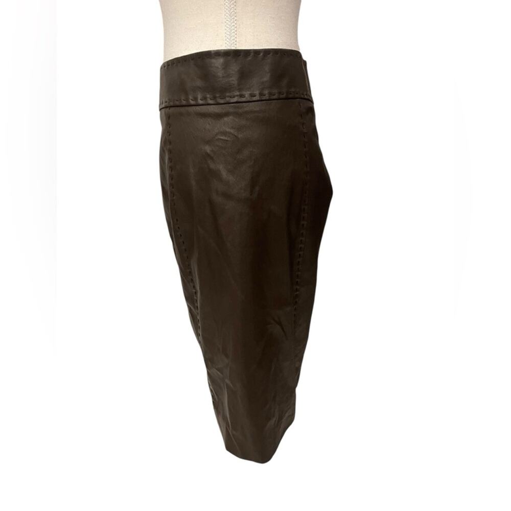 KITON Woman Dark Brown Faux Leather Skirt Size:46 - Picture 3 of 11